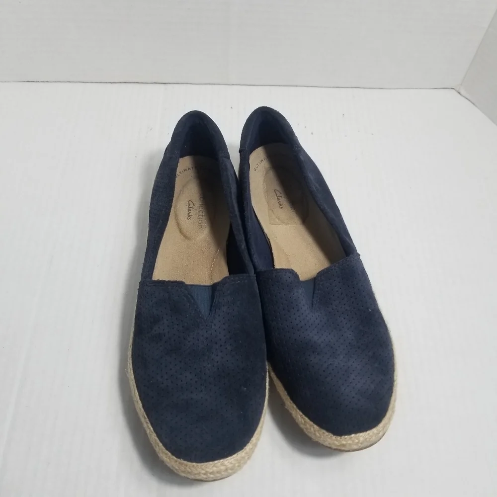 CLARKS COLLECTIONS WOMEN'S NAVY ESPADRILLES SIZE 8.5
